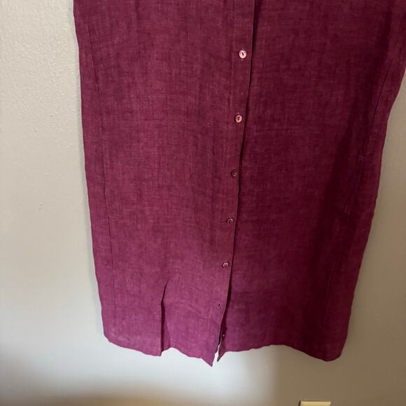 EILEEN FISHER Washed Organic Linen Delave Shirtdress Size XS in Purple Plum - Picture 3 of 6